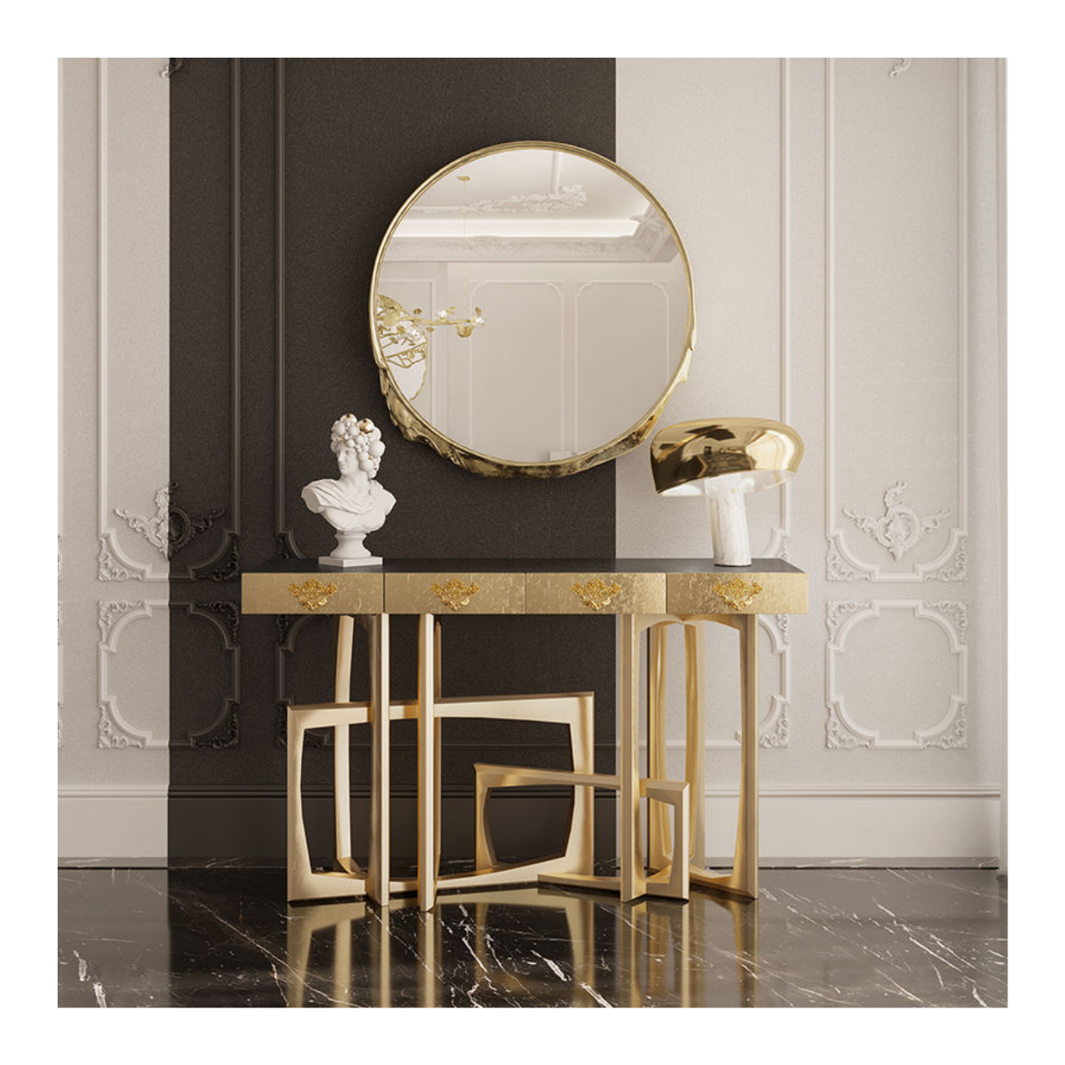 Maze Gold Drawer Console Table